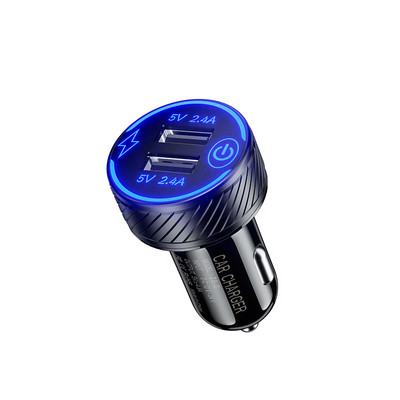 Port USB dublu QC 3.0 Priză pentru încărcător auto multiplu cu comutator tactil Încărcător rapid Adaptor auto Accesorii metalice triple din aluminiu