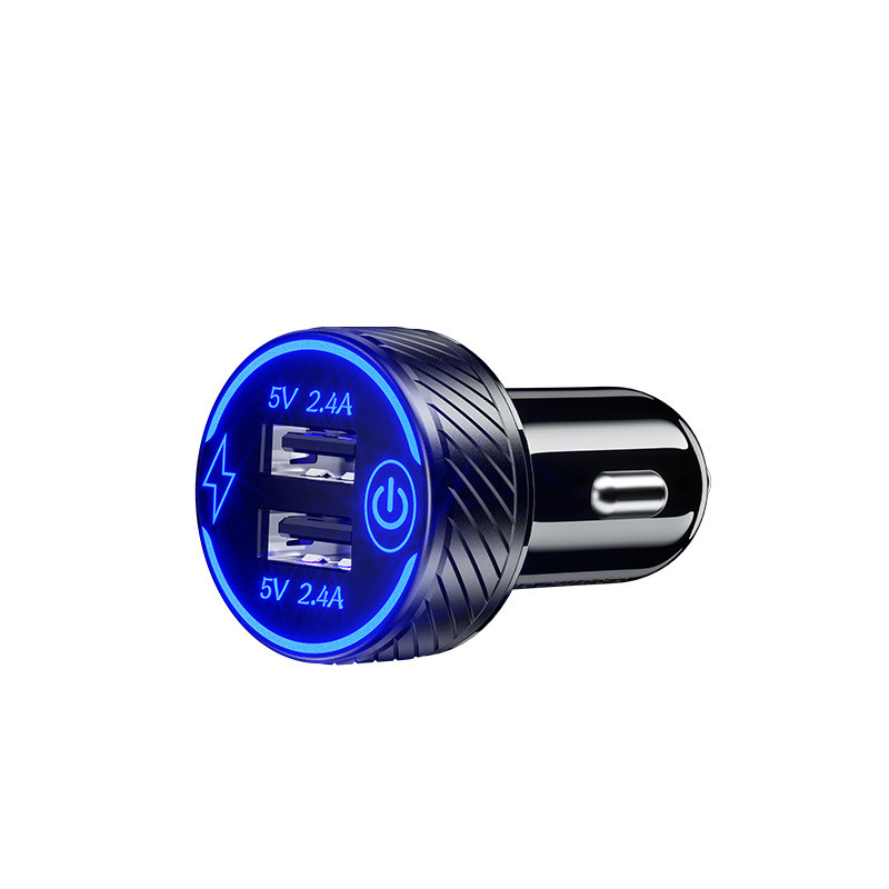 Port USB dublu QC 3.0 Priză pentru încărcător auto multiplu cu comutator tactil Încărcător rapid Adaptor auto Accesorii metalice triple din aluminiu