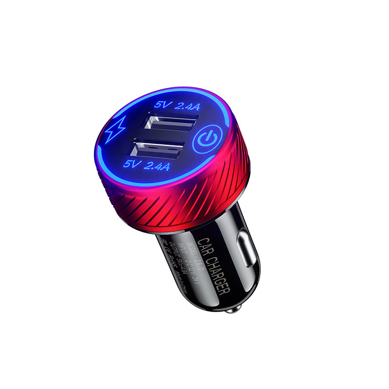 Port USB dublu QC 3.0 Priză pentru încărcător auto multiplu cu comutator tactil Încărcător rapid Adaptor auto Accesorii metalice triple din aluminiu