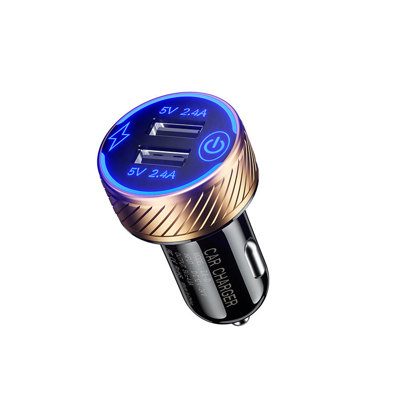 Port USB dublu QC 3.0 Priză pentru încărcător auto multiplu cu comutator tactil Încărcător rapid Adaptor auto Accesorii metalice triple din aluminiu