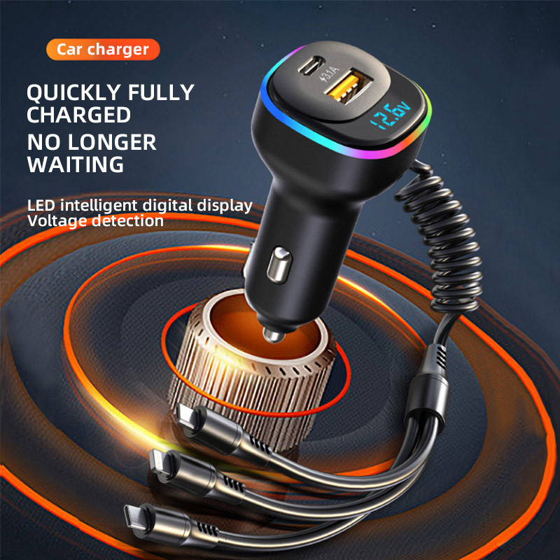 Încărcător auto JaJaBor Cablu de încărcare 3 în 1 40W Putere mare PD36W USB C 3.1A Adaptor de alimentare de încărcare rapidă pentru Android Iphone