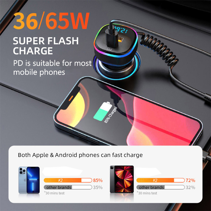 Încărcător auto JaJaBor Cablu de încărcare 3 în 1 40W Putere mare PD36W USB C 3.1A Adaptor de alimentare de încărcare rapidă pentru Android Iphone