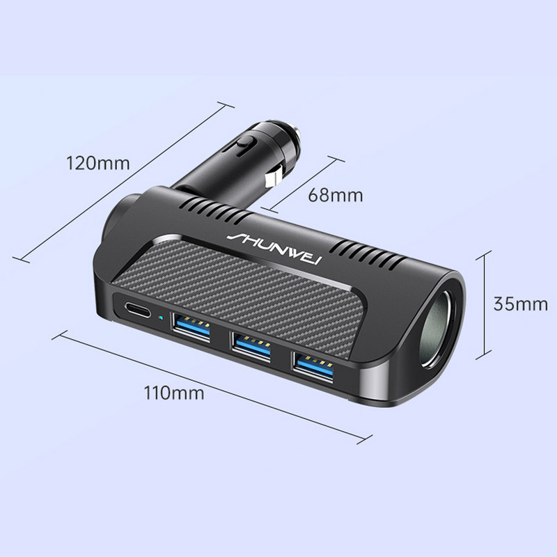 Încărcător de încărcare rapidă pentru mașină Brichetă pentru mașină cu trei prize Încărcător auto multifuncțional DC12-24v universal