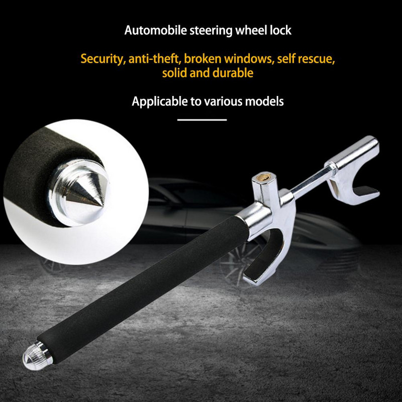 Încuietoare volanului mașinii Încuietoare antifurt în formă de U pentru camion Blocare de siguranță retractabilă de auto-apărare Dispărător de ferestre Ciocan de siguranță