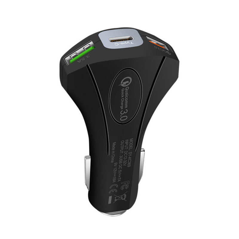 3.5A 3 USB QC3.0 Type C PD Φορτιστής αυτοκινήτου γρήγορης φόρτισης για iPhone 8Plus 11 Pro Huawei P30 Pro Mate 30 5G Mi9 9Pro