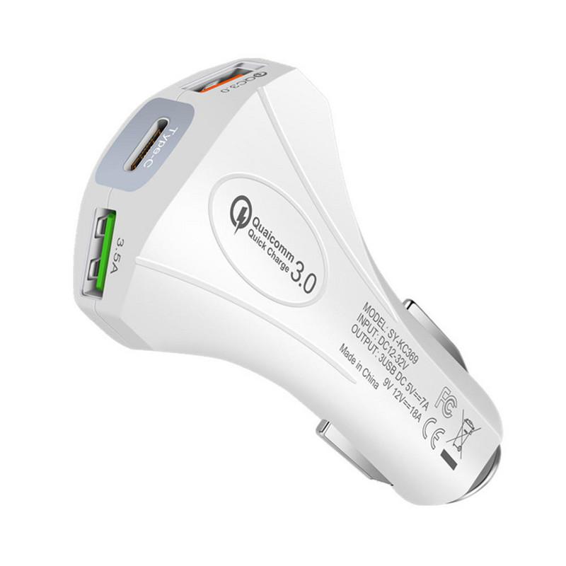 3.5A 3 USB QC3.0 Type C PD Φορτιστής αυτοκινήτου γρήγορης φόρτισης για iPhone 8Plus 11 Pro Huawei P30 Pro Mate 30 5G Mi9 9Pro