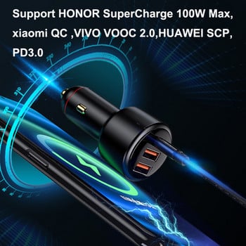 USB зарядно за кола 200W 125W Супер бързо зарядно устройство 200w PD Type-C Quick Charge3.0 за HUAWEI OPPO VOOC IPhone Xiaomi мобилен телефон