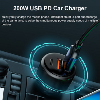 Φορτιστής αυτοκινήτου USB 200W 125W Super Fast Charge 200w PD Type-C Quick Charge3.0 Για Κινητό τηλέφωνο HUAWEI OPPO VOOC IPhone Xiaomi