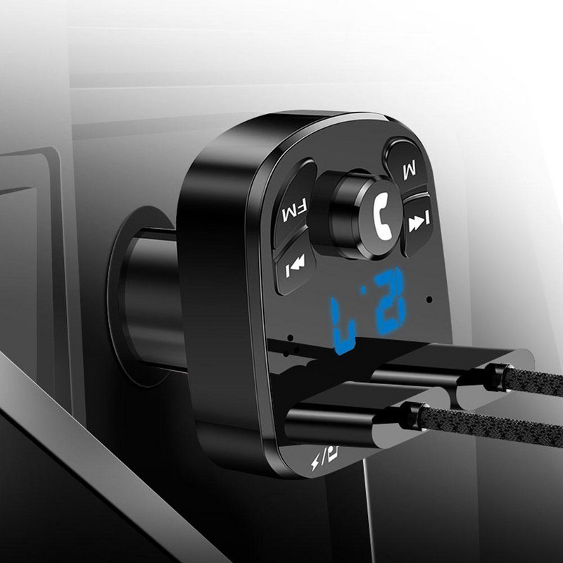 Πολυλειτουργικό αυτοκίνητο Μείωση θορύβου Αυτοκινήτου Mp3 Player Πομπός FM Ασύρματος δέκτης συμβατός με Bluetooth Δέκτης διπλού USB Fast Charger αυτοκινήτου