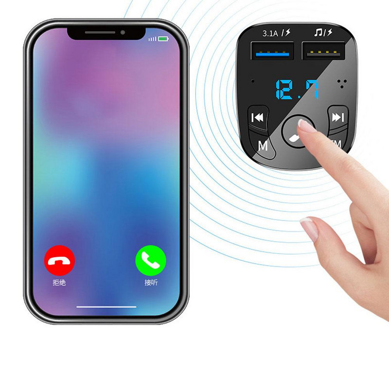 Πολυλειτουργικό αυτοκίνητο Μείωση θορύβου Αυτοκινήτου Mp3 Player Πομπός FM Ασύρματος δέκτης συμβατός με Bluetooth Δέκτης διπλού USB Fast Charger αυτοκινήτου