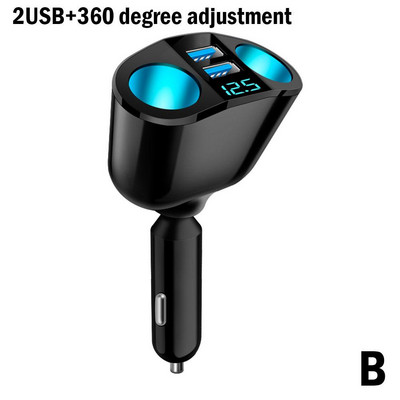 12V-24V Brichetă auto Splitter Priză Lumină atmosferă albastră PD QC3.0 2 Încărcător USB pentru încărcarea DVR a telefonului mobil