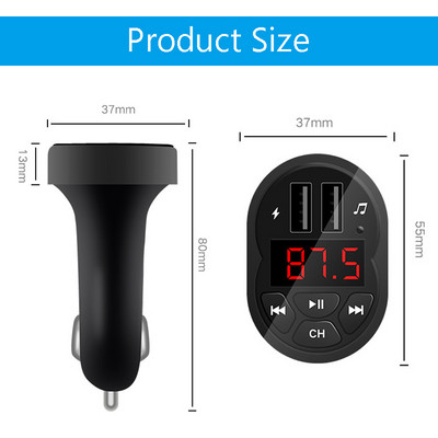 JINSERTA MP3 player za automobil TF 32G U Disk Reprodukcija glazbe 2 porta USB punjača Handsfree Bluetooth 5.0 FM modulator odašiljača