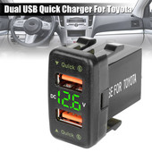 Dvostruki USB QC punjač za automobilsku utičnicu LED dodaci za automobil 12-24V voltmetar adapter za napajanje za Toyotu Quick Charge za mobilni telefon