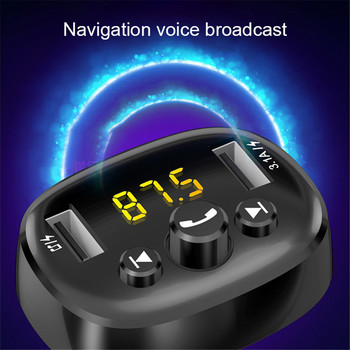 Bluetooth 5.0 FM трансмитер Автомобилен комплект MP3 модулатор Плейър Безжичен хендсфри аудио приемник Двойно USB бързо зарядно устройство 3.1A USB AUX
