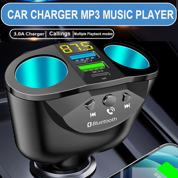 Автомобилен Bluetooth 5.0 FM трансмитер Комплект за свободни ръце MP3 модулатор Плейър 4.8A/QC3.0 Двойно бързо зарядно устройство 2 порта за запалка