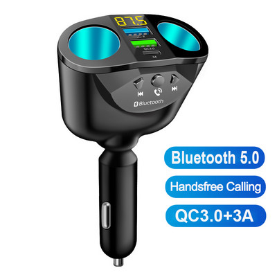 Πομπός αυτοκινήτου Bluetooth 5.0 FM Hands-free Car Kit MP3 Modulator Player 4.8A/QC3.0 Dual Fast Charger 2 Θύρα αναπτήρα
