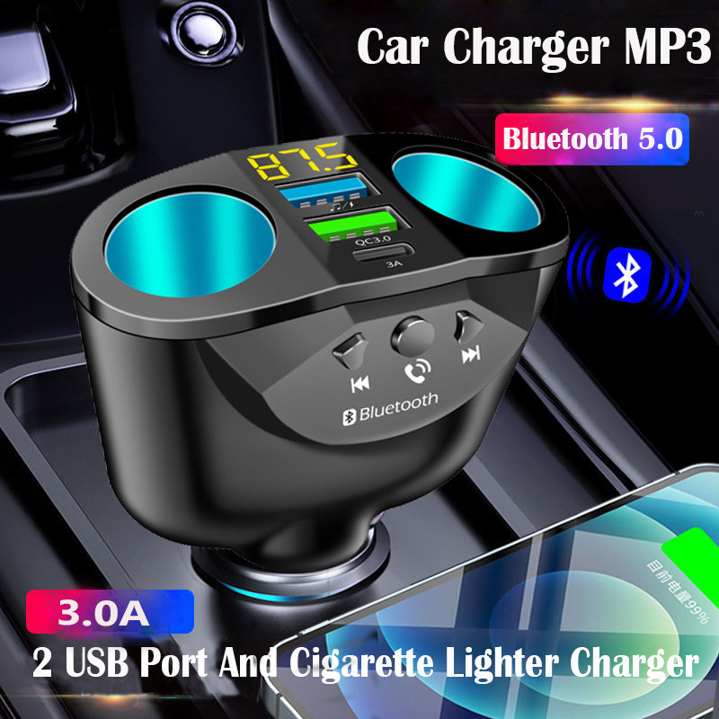 Πομπός αυτοκινήτου Bluetooth 5.0 FM Hands-free Car Kit MP3 Modulator Player 4.8A/QC3.0 Dual Fast Charger 2 Θύρα αναπτήρα