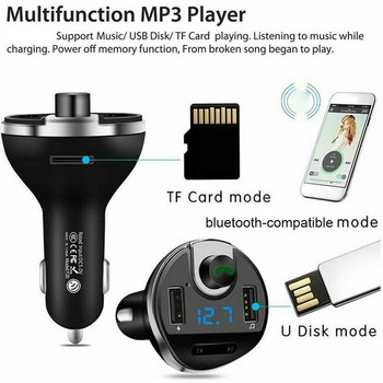 Πομπός FM αυτοκινήτου Συμβατός με Bluetooth Προσαρμογέας ραδιοφώνου FM MP3 Player 3.1A USB Charger Διπλός USB Quick Charger Αξεσουάρ αυτοκινήτου