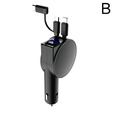 3 vienā ievelkams ātrās uzlādes automašīnas lādētājs automašīnas USB ligzda 3 portu izeja Apple Pd20w Xiaomi Huawei īpaši ātrai uzlādei W4F3
