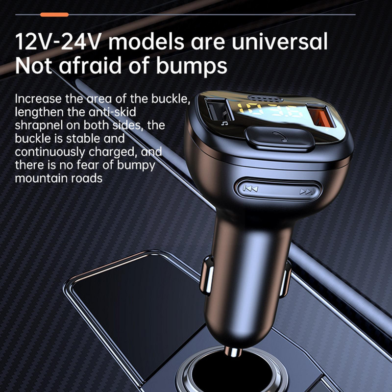 Transmițător FM Mâini libere Auto fără fir Bluetooth 5.1 Încărcător dublu FM QC3.0 Adaptor rapid Transmițător Audio USB Receptor MP3 E9T9