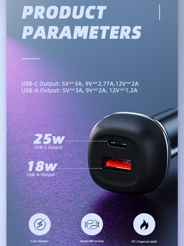 Φορτιστής αυτοκινήτου Αναπτήρας PD+QC Φορτιστής αυτοκινήτου One Drag Two Double Fast Charge Φορτιστής αυτοκινήτου Αναλώσιμα αυτοκινήτου Αξεσουάρ 1 ΤΕΜ