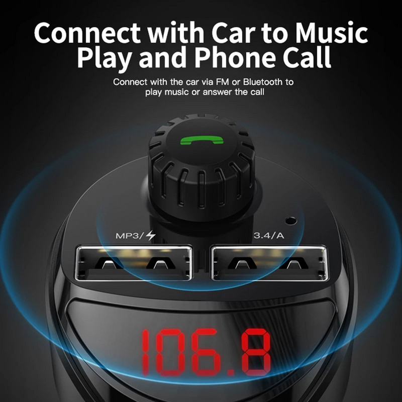 Transmițător FM compatibil Bluetooth Kit player pentru mașină Transmițător FM 4.2 compatibil cu Bluetooth Kit pentru mașină Mâini libere Player muzical MP3