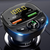 Auto FM-saatja 5.0 vabakäevarustus autokomplekt audio MP3-mängija QC3.0 5A kiirlaadija automaatne FM-modulaator autotarvikud