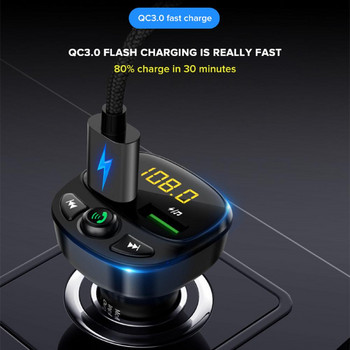 Car FM Transmitter 5.0 Handsfree Car Kit Audio MP3 Player QC3.0 5A Fast Charger Auto FM Modulator Αξεσουάρ αυτοκινήτου
