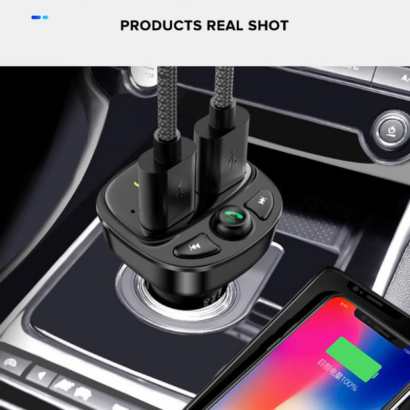 Auto FM-saatja 5.0 vabakäevarustus autokomplekt audio MP3-mängija QC3.0 5A kiirlaadija automaatne FM-modulaator autotarvikud