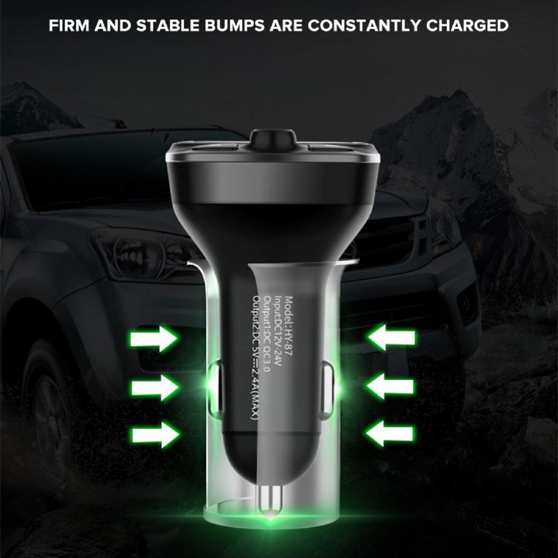 Auto FM-saatja 5.0 vabakäevarustus autokomplekt audio MP3-mängija QC3.0 5A kiirlaadija automaatne FM-modulaator autotarvikud