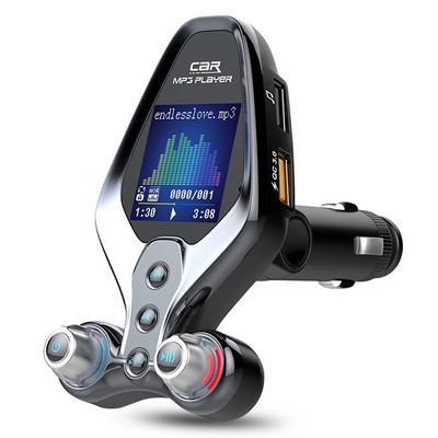 Juhtmeta FM-saatja Bluetooth 5.0 vabakäeseade AUX FM-raadio QC3.0 USB-kiire autolaadija autod USB MP3-mängija tugi 128G TF-muusika