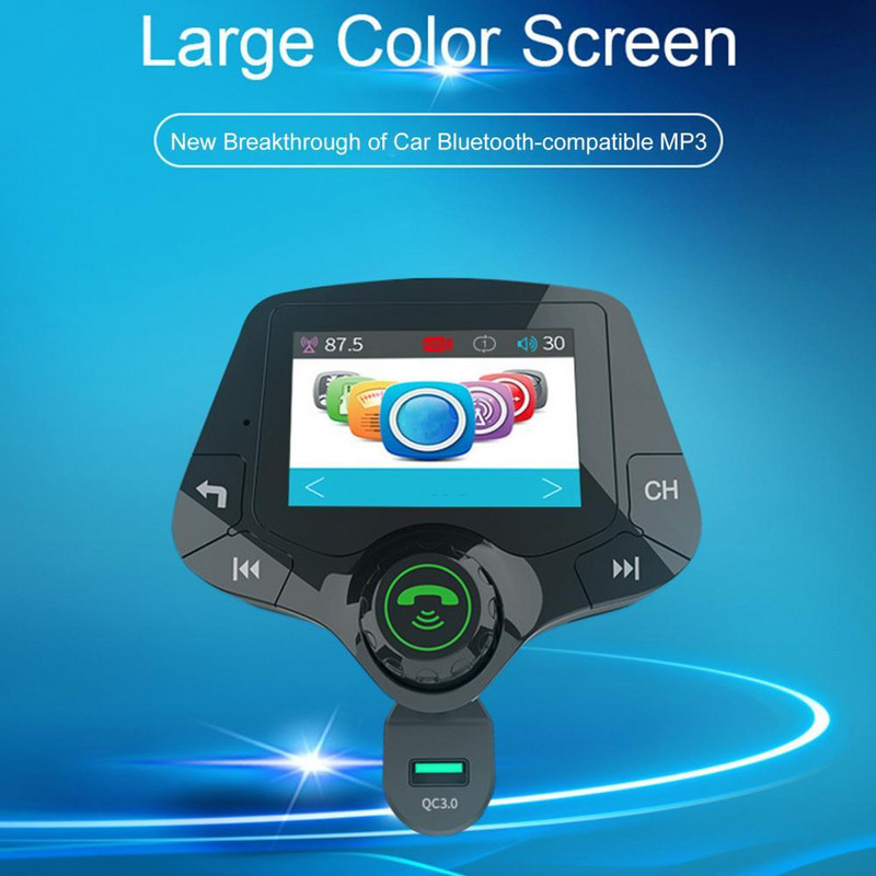 Έγχρωμη οθόνη 1,8 ιντσών συμβατή με Bluetooth Handsfree Car Kit 3 Θύρα USB QC3.0 Φορτιστής αυτοκινήτου Πομπός FM Αυτοκινήτου MP3 Music Player