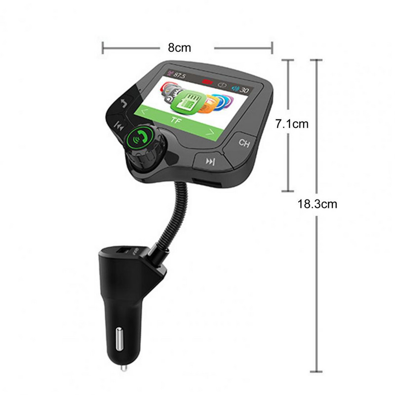 Έγχρωμη οθόνη 1,8 ιντσών συμβατή με Bluetooth Handsfree Car Kit 3 Θύρα USB QC3.0 Φορτιστής αυτοκινήτου Πομπός FM Αυτοκινήτου MP3 Music Player