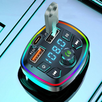 Автомобилен Bluetooth-съвместим 5.0 Fm предавател с микрофон Hands-free разговори Двойно зарядно Mp3 плейър Led Backlight Dropshipping