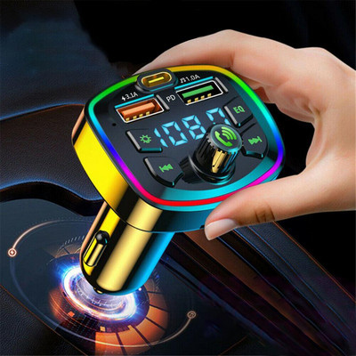 Automašīnas Bluetooth saderīgs 5.0 Fm raidītājs ar mikrofonu brīvroku zvani Dual Charger MP3 Player Led Backlight Dropshipping