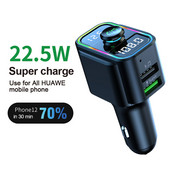 Încărcător auto Transmițător FM Adaptor Bluetooth Dual USB QC3.0 Încărcător rapid Mâini libere Stereo Mp3 Music Player Lumini colorate