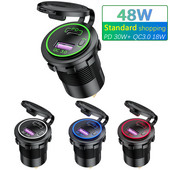 ROXGOCT 12V/24V USB laadija pesa PD tüüp C QC 3.0 kiirlaadija koos lülitiga universaalne mootorratta auto veoauto RV ATV paadi pesa