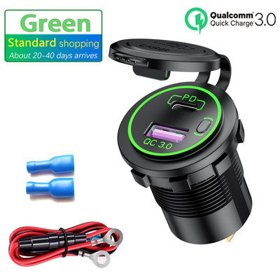 ROXGOCT 12V/24V USB laadija pesa PD tüüp C QC 3.0 kiirlaadija koos lülitiga universaalne mootorratta auto veoauto RV ATV paadi pesa