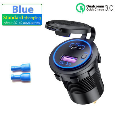 ROXGOCT 12V/24V USB laadija pesa PD tüüp C QC 3.0 kiirlaadija koos lülitiga universaalne mootorratta auto veoauto RV ATV paadi pesa