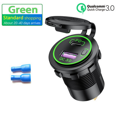 ROXGOCT 12V/24V USB laadija pesa PD tüüp C QC 3.0 kiirlaadija koos lülitiga universaalne mootorratta auto veoauto RV ATV paadi pesa