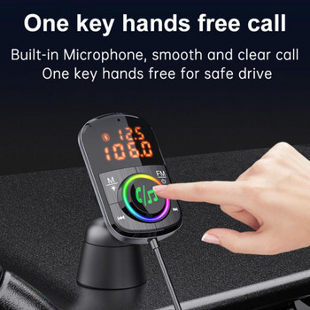 Φορτιστής αυτοκινήτου Bluetooth 5.0 QC3.0 Fast Charge PD Φορτιστής αυτοκινήτου Συμβατό με πομπό FM Συσκευή αναπαραγωγής MP3 με φως περιβάλλοντος 12V-24V BC71