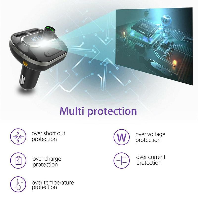 Transmițător FM Modulator Aux Kit Mâini libere Bluetooth Car Audio MP3 Player Încărcător USB Dual Auto cu încărcare rapidă de 3,1 A