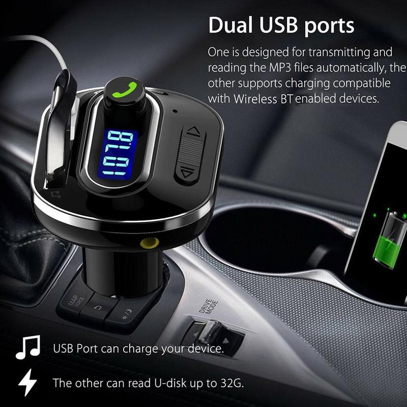 Transmițător FM Modulator Aux Kit Mâini libere Bluetooth Car Audio MP3 Player Încărcător USB Dual Auto cu încărcare rapidă de 3,1 A