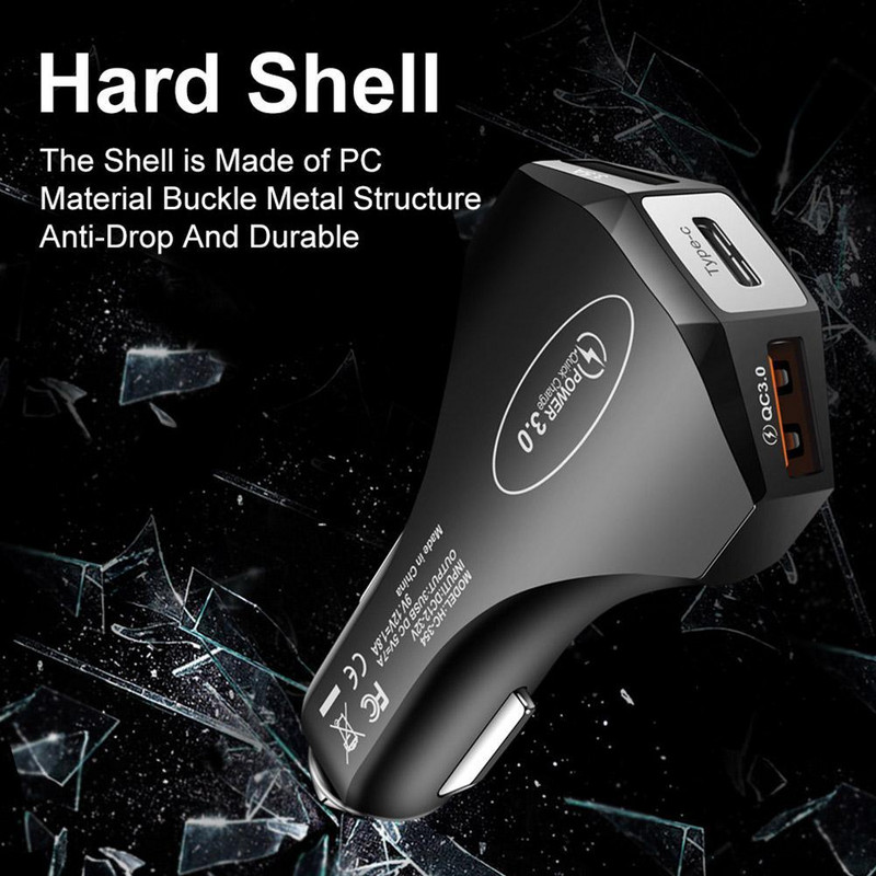 7A QC 3.0 Încărcător de mașină USB tip C PD Încărcător rapid Încărcare rapidă pentru iPhone 13 Samsung Xiaomi Huawei Încărcător de telefon mobil pentru mașină