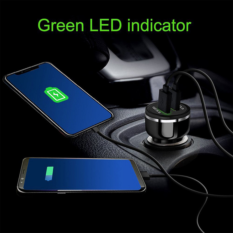 2021. gada USB lādētājs Dual QC3.0 ports USB ātras uzlādes tālruņa adaptera automašīnas lādētājs, kas ir savietojams ar dažāda veida tālruņa automašīnas lādētāju