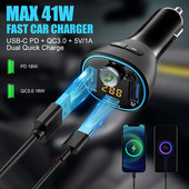 Transmițător FM 5.0 compatibil Bluetooth pentru mașină cu bass Mp3 Player Microfon mare USB Redare muzică QC3.0 PD20W Încărcător rapid