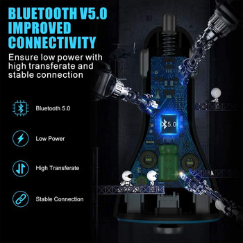 Πομπός 5.0 FM συμβατός με Bluetooth αυτοκινήτου με συσκευή αναπαραγωγής μπάσων Mp3 Μεγάλο μικρόφωνο USB Αναπαραγωγή μουσικής Γρήγορος φορτιστής QC3.0 PD20W