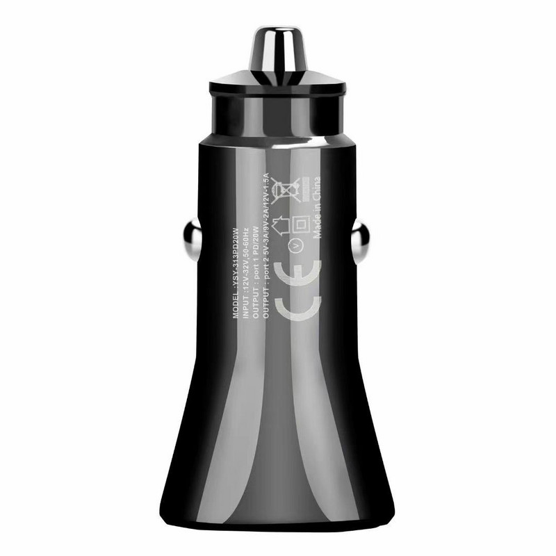 Noul încărcător de bord PD20W QC3.0 Fast Charge Car Charge Typc-c Car Charge 38W One Tow Two