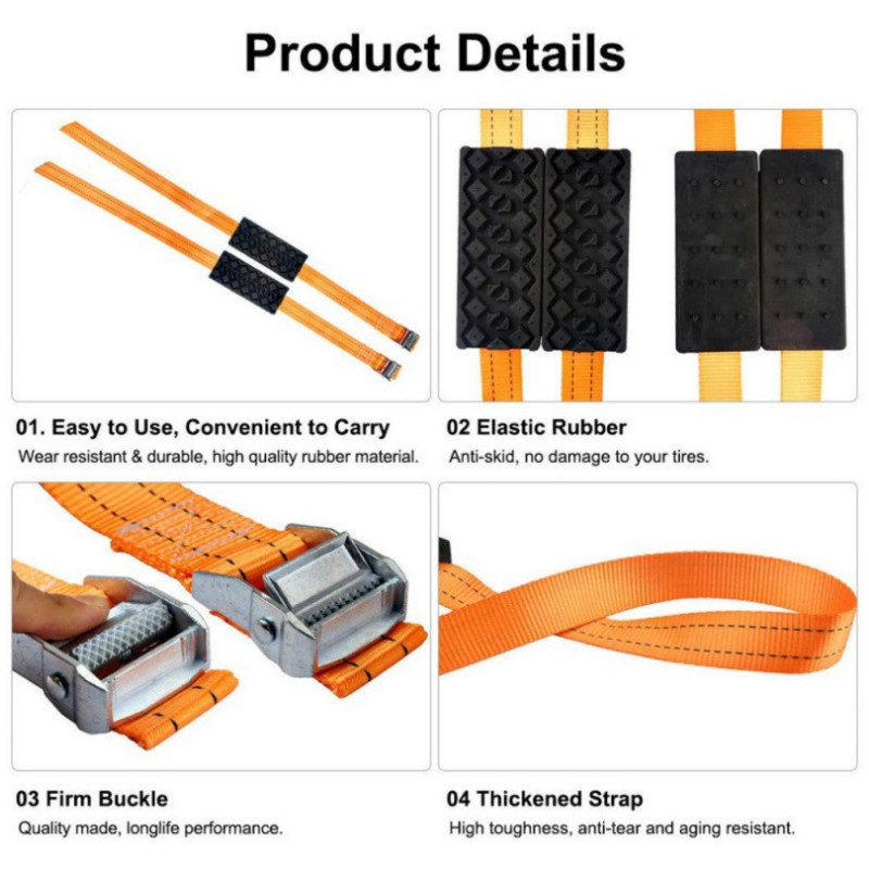 1PC Ανθεκτικά PU αντιολισθητικά μπλοκ έλξης ελαστικών αυτοκινήτου με τσάντα έκτακτης ανάγκης Snow Mud Sand Tire Chain λουριά για Snow Mud Ice