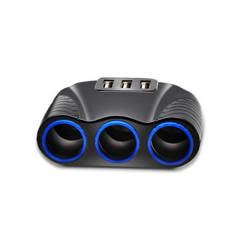 3 начина Сплитер за запалка за кола Превозно средство Камион Мултигнездо MP3 MP4 плейър Лаптоп USB адаптер за зарядно устройство Автомобилно захранване